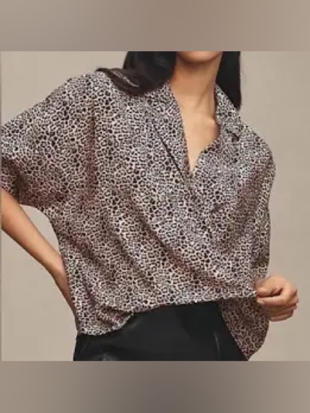 Anthropologie Criss Cross Leopard Print Wrap Blouse Size Medium